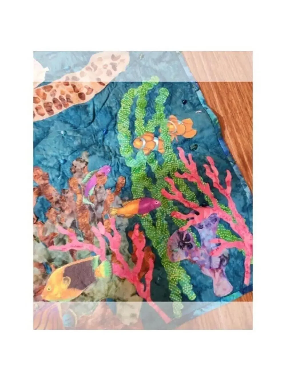 Coastal Turtle Mixed Textile Wall Hanging Handcrafted Ocean Decor